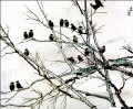 古い中国の墨の枝に徐北紅の鳥